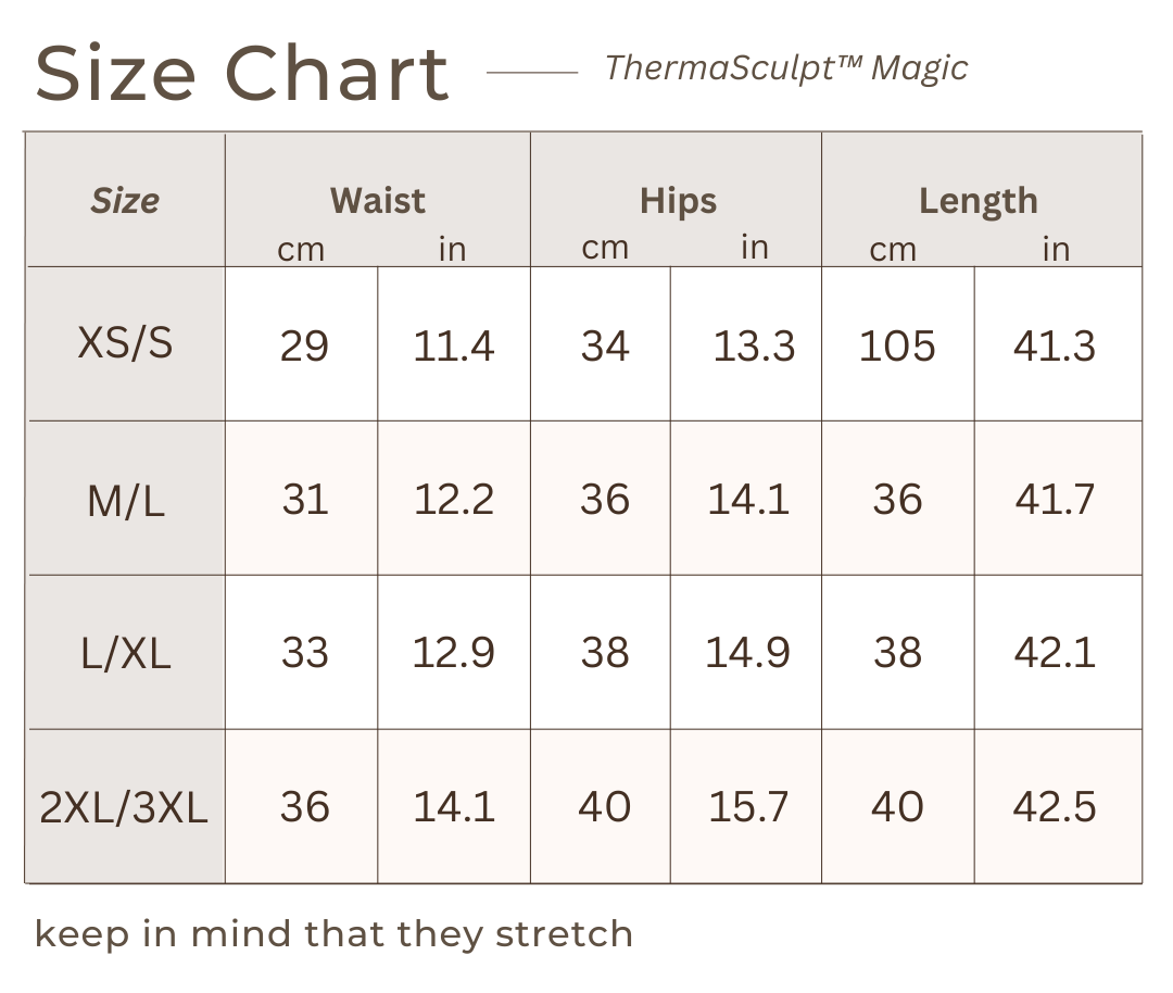 ThermaSculpt size chart